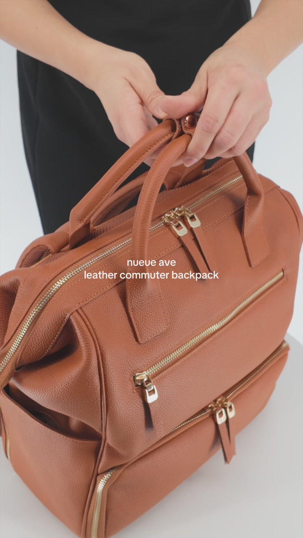 Leather 15" Laptop Backpack (Convertible Shoe Compartment)